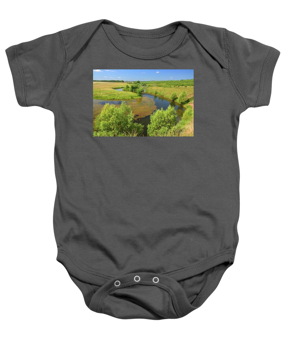 Lake Baby Onesie featuring the photograph Panoramic Landscape With Pond by Mikhail Kokhanchikov