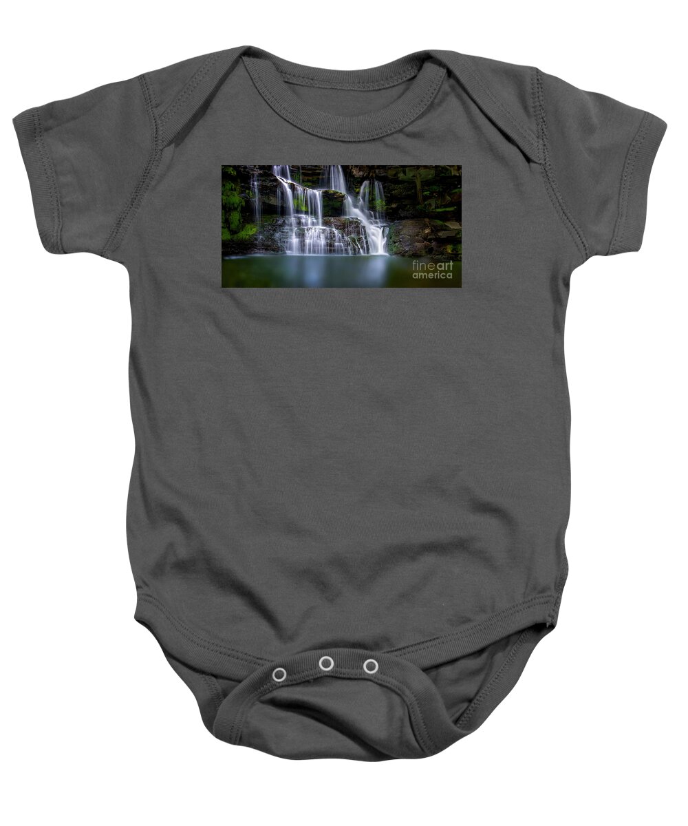 Mystic Baby Onesie featuring the photograph Panoramic View of Brush Creek Falls by Shelia Hunt