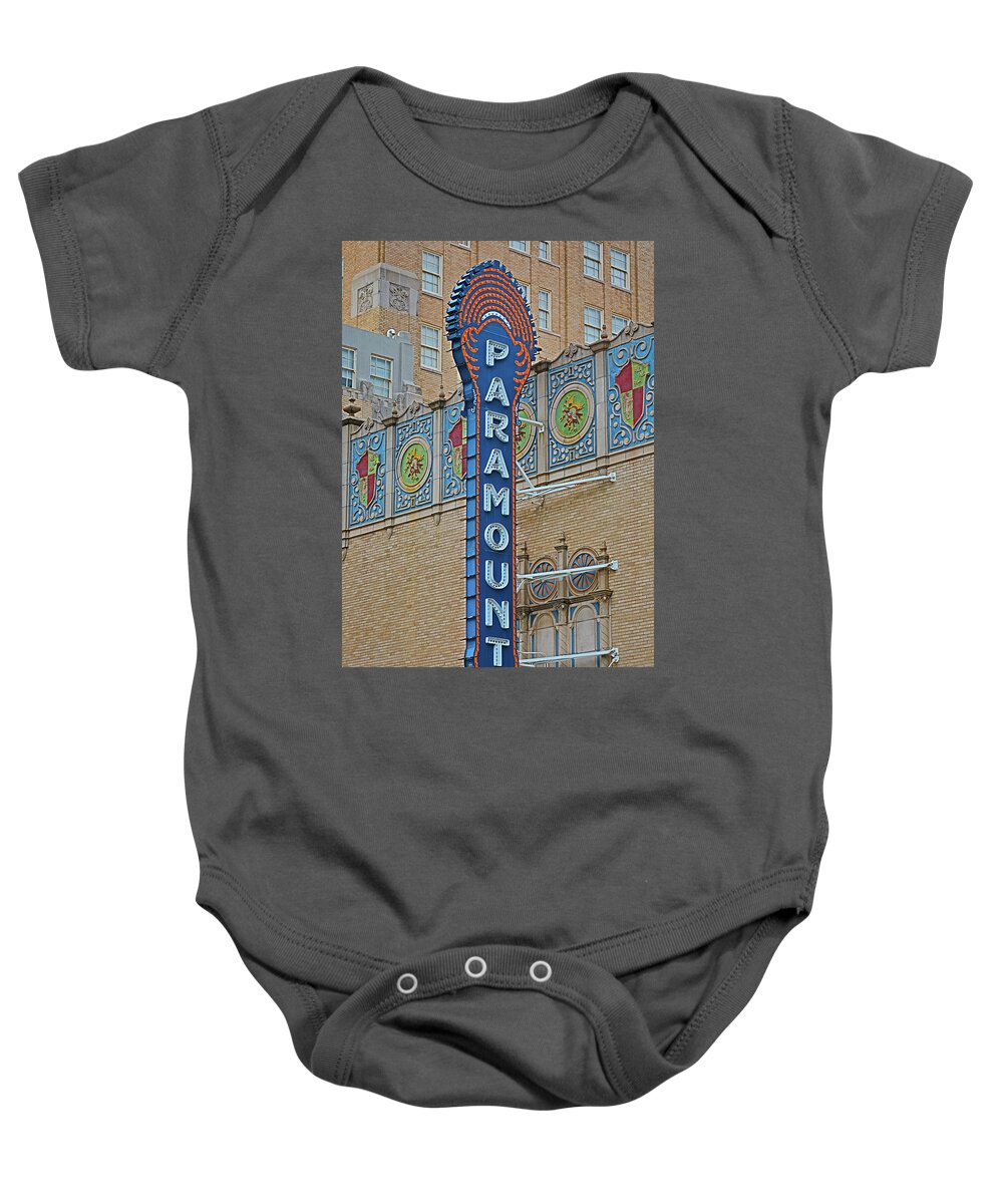 Sign Baby Onesie featuring the photograph Paramount by Steve Templeton