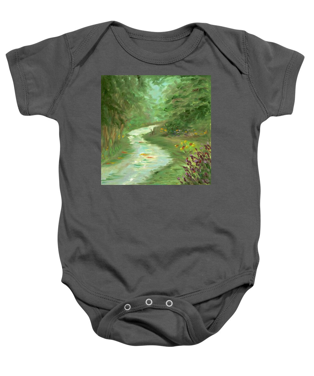 Path Baby Onesie featuring the painting Path to Serenity by Juliette Becker