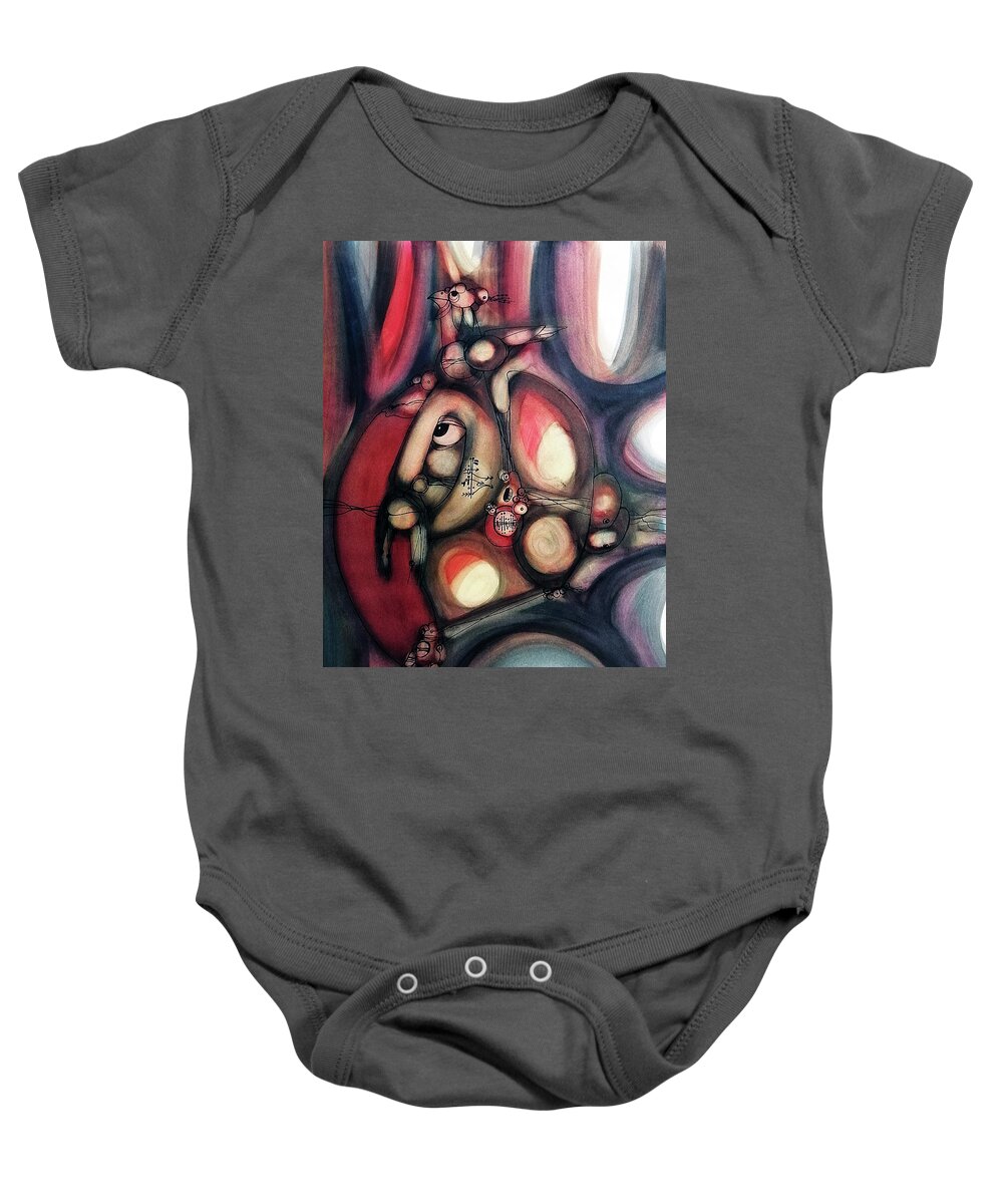 Moa Baby Onesie featuring the painting Peace Birds by Hargreaves Ntukwana