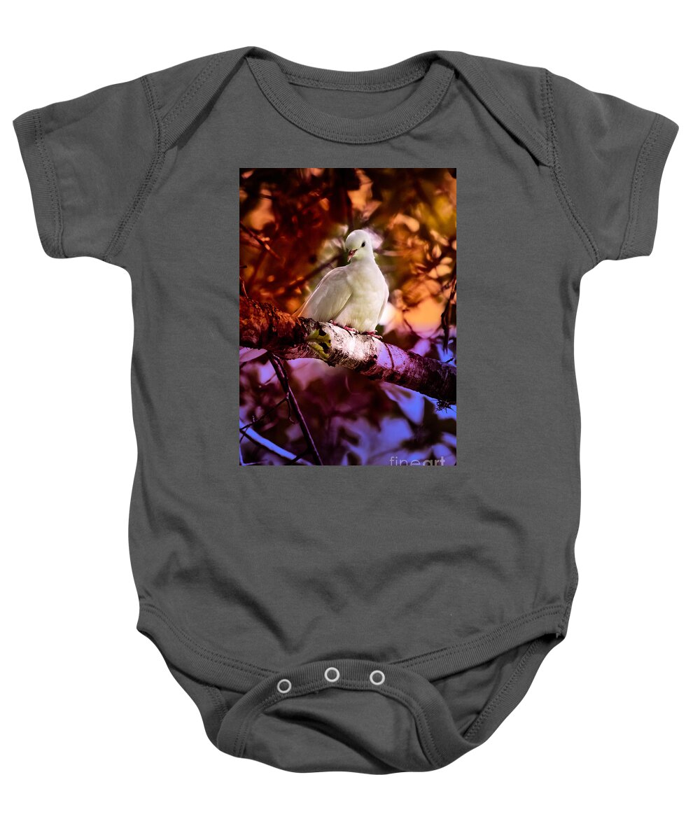 Dove Baby Onesie featuring the photograph Peace on Earth by Ella Kaye Dickey