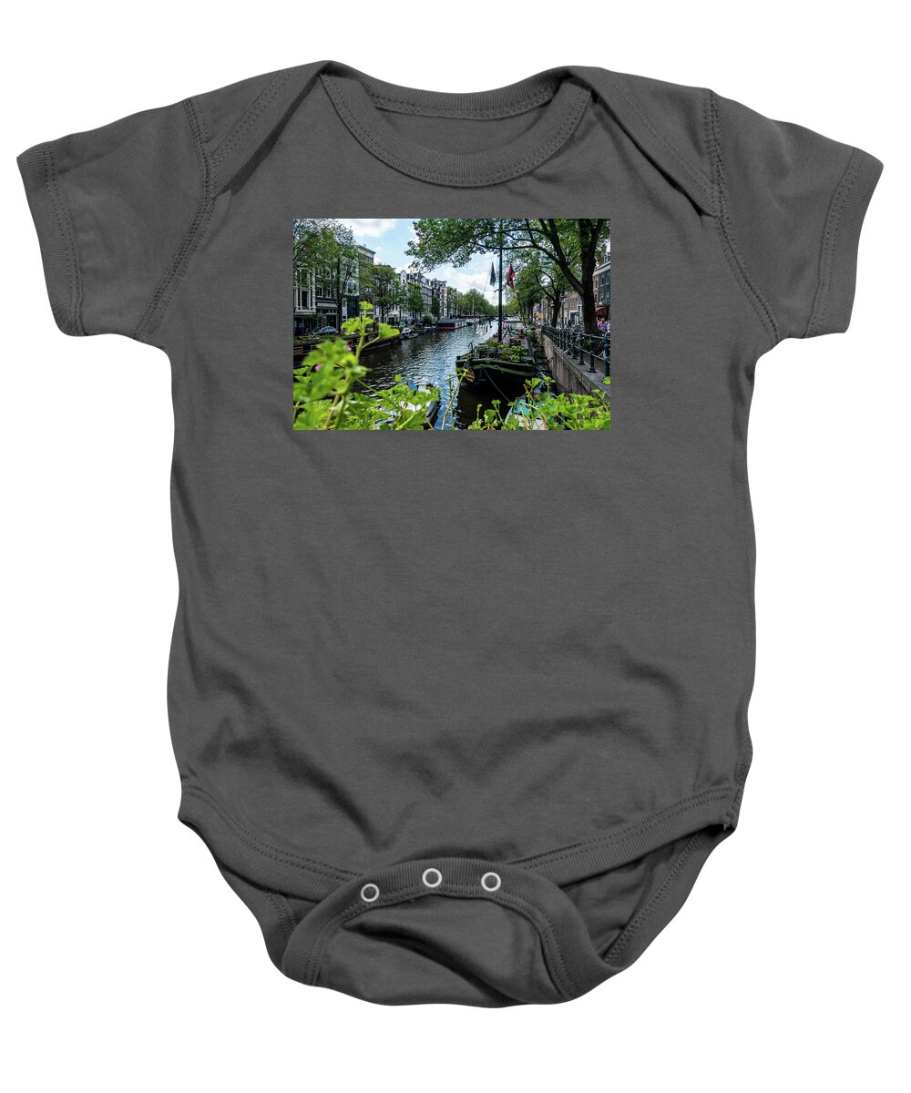 Amsterdam Canal Baby Onesie featuring the photograph Peaceful Canal by Marian Tagliarino
