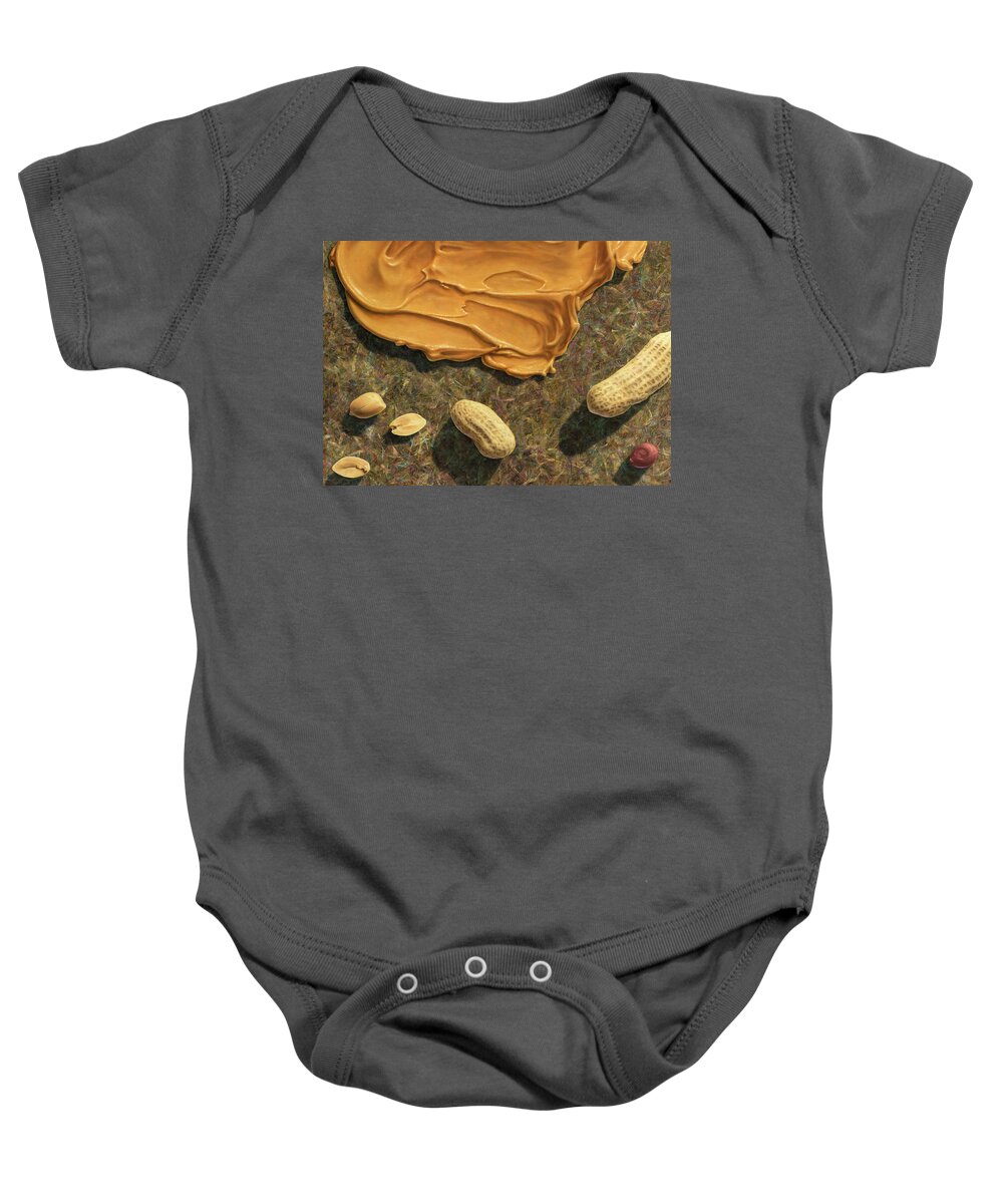 Peanuts Baby Onesie featuring the painting Peanut Butter and Peanuts by James W Johnson