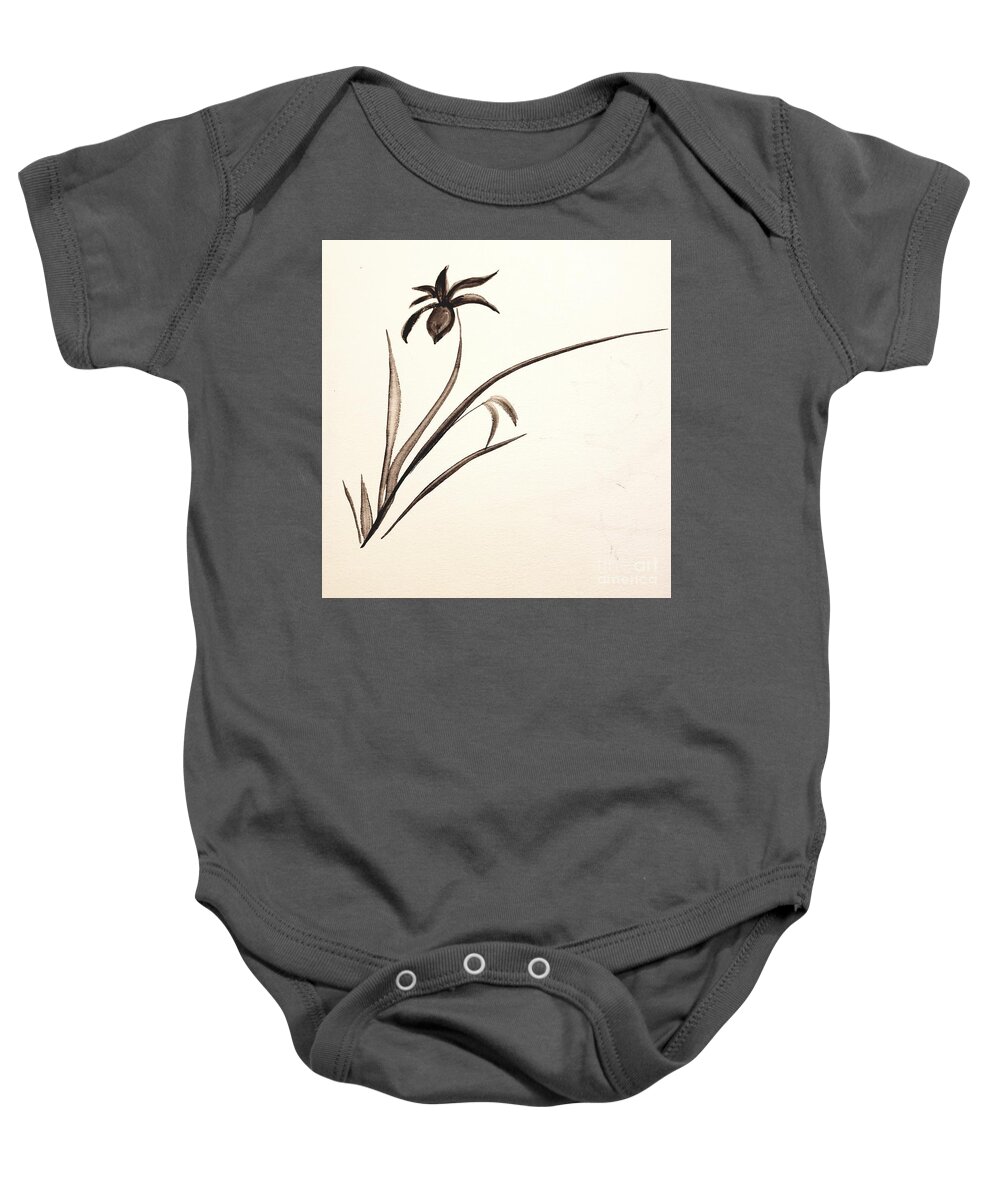  Baby Onesie featuring the painting Pen and Ink Orchid by Margaret Welsh Willowsilk