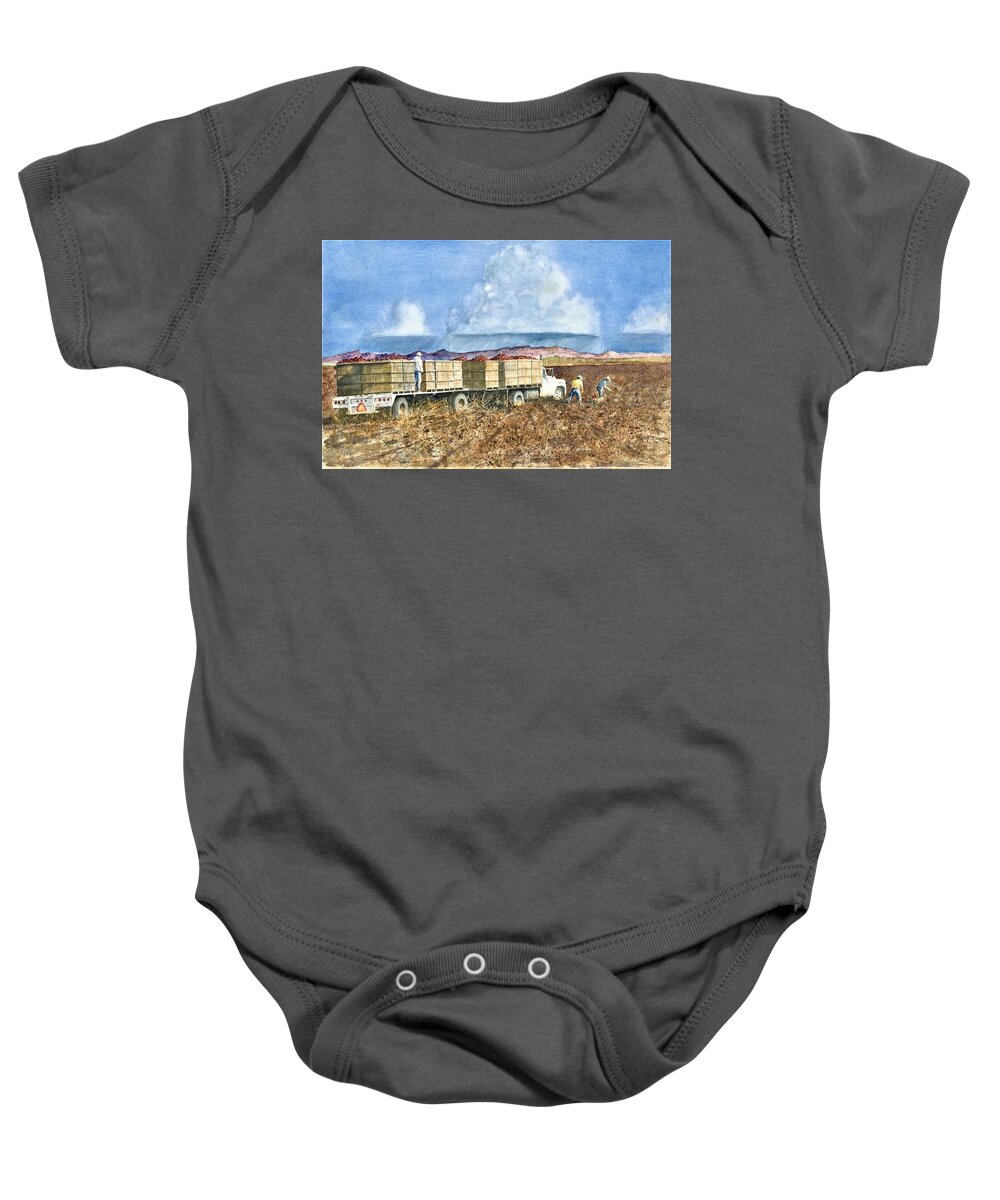 Peppers Baby Onesie featuring the painting Pepper Fields by John Glass