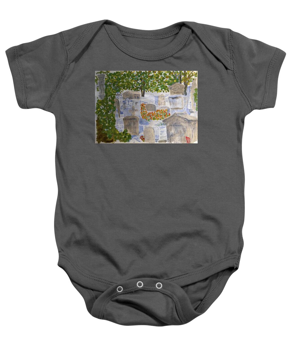  Baby Onesie featuring the painting Pere Lachaise Cemetary by John Macarthur