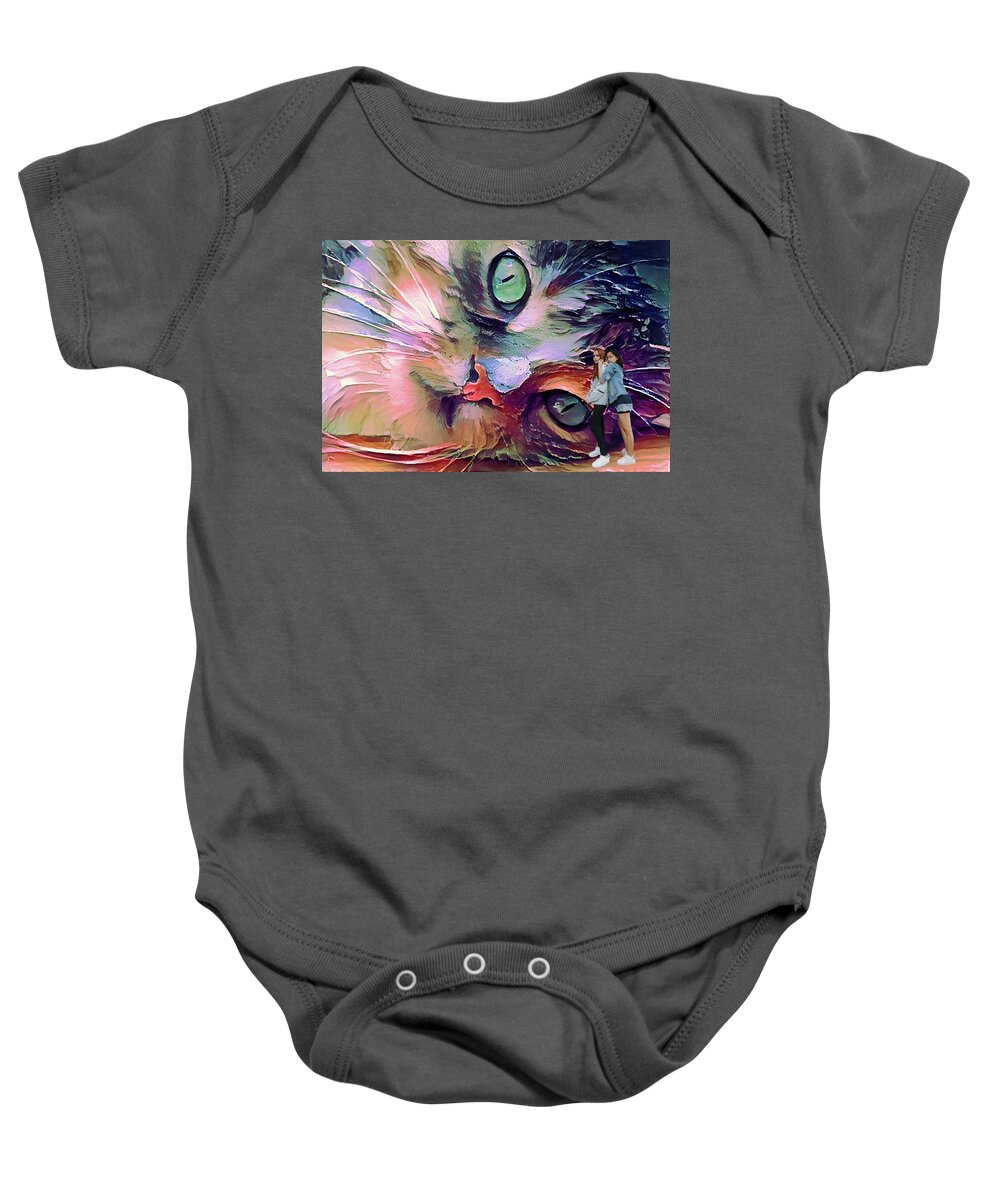 Personalized Cat Art Baby Onesie featuring the digital art Personalized Cat Art by Jacob Folger