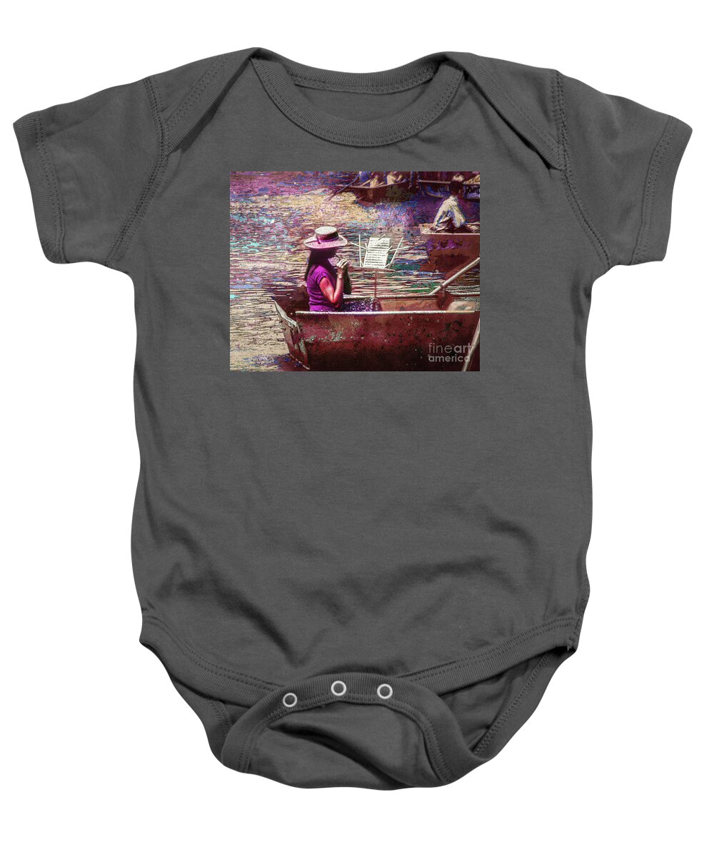 Central Baby Onesie featuring the digital art Piccolo Player by Anthony Ellis
