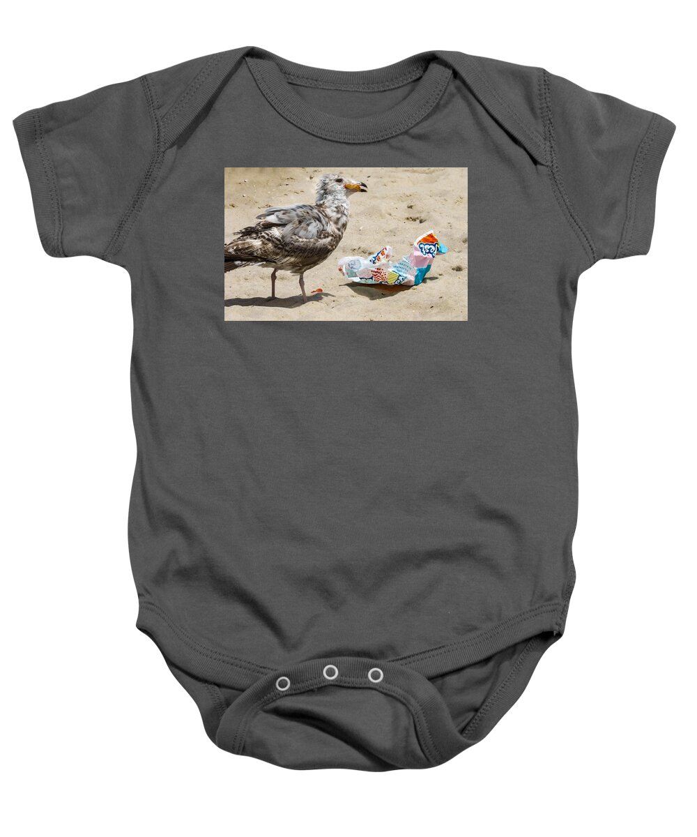 Birds Baby Onesie featuring the photograph Picnic on the Beach by Linda Stern