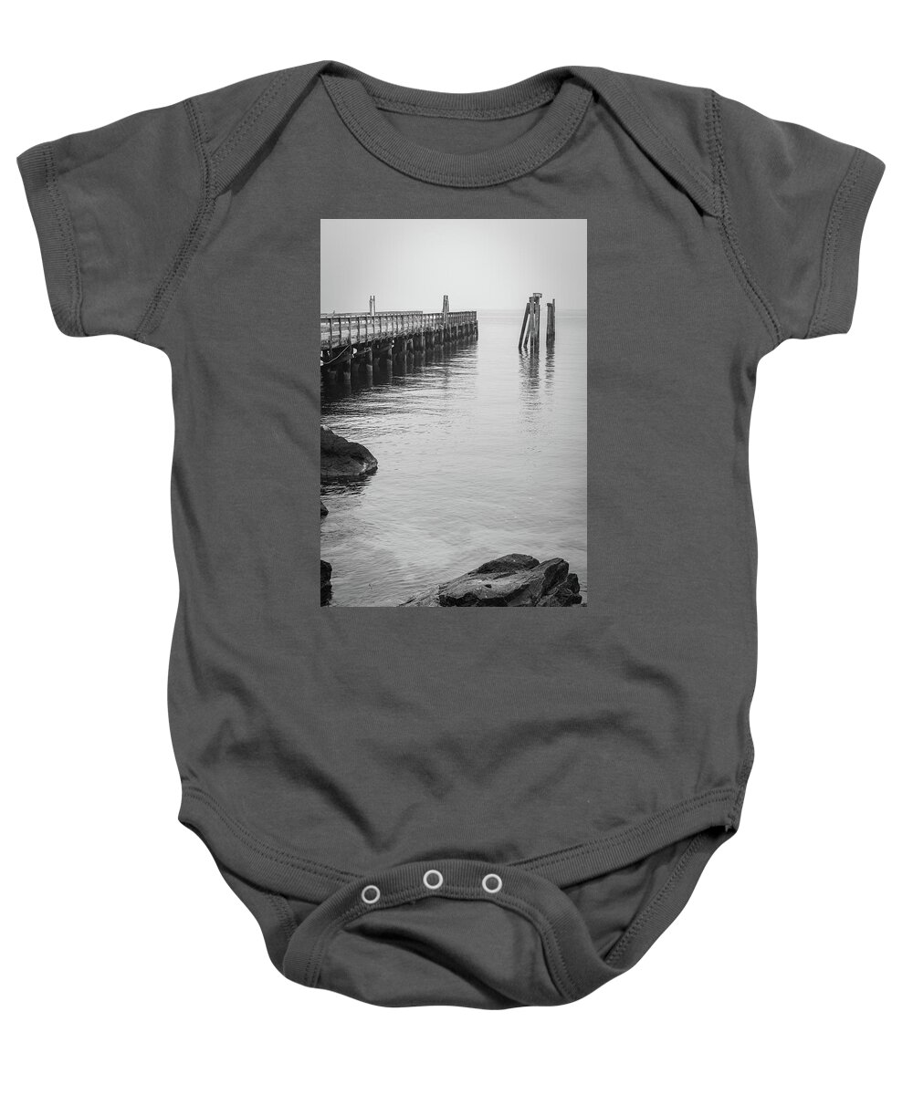 Fog Baby Onesie featuring the photograph Pier in Fog by David Lee