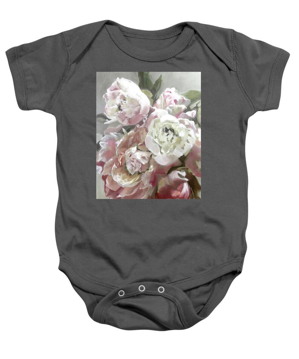 Pink Bouquet Painting Baby Onesie featuring the painting Pink Bouquet Light by Roxanne Dyer