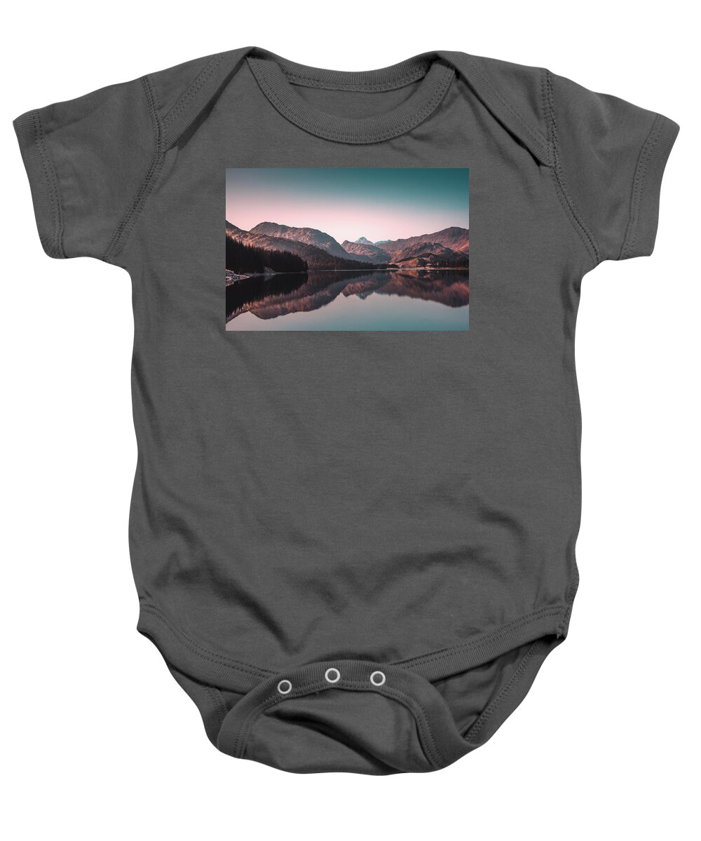 Lake Baby Onesie featuring the photograph Pink horizon by Philippe Sainte-Laudy