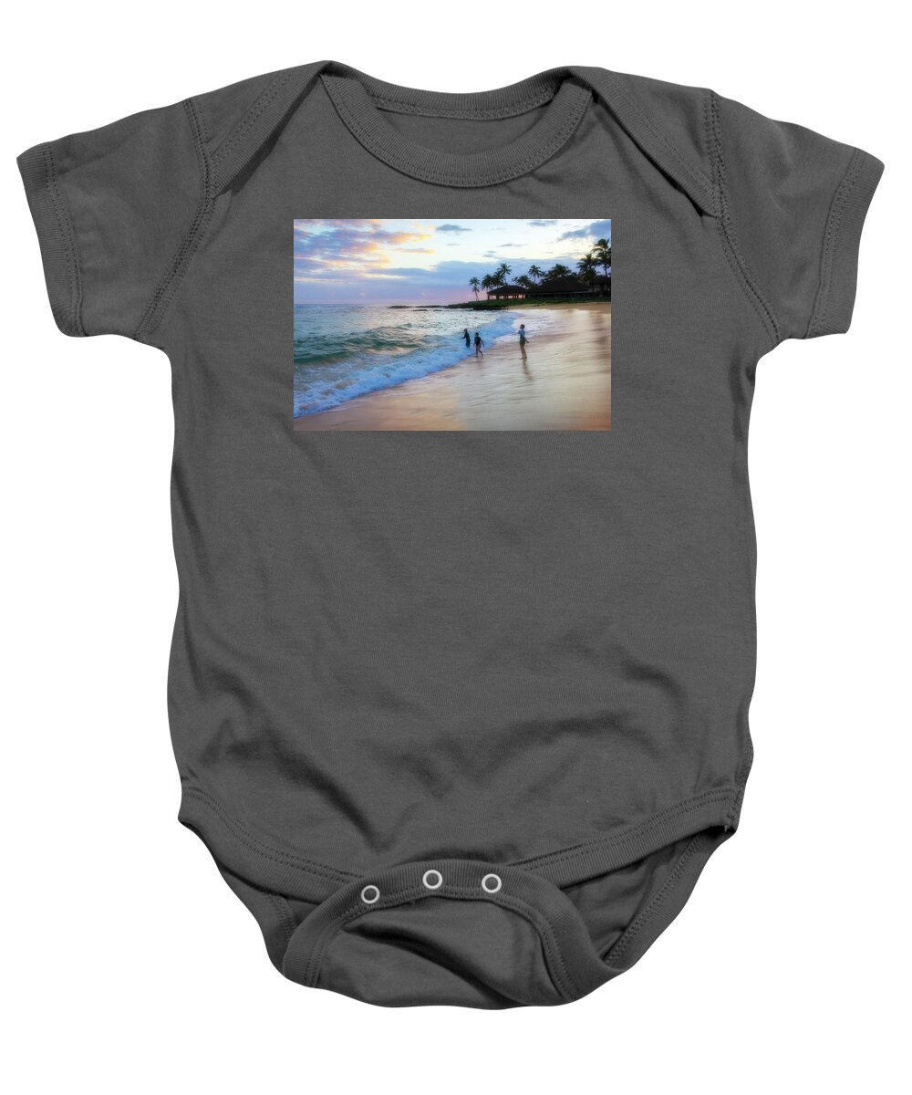 Poipu Beach Baby Onesie featuring the photograph Playing on Poipu Beach by Robert Carter