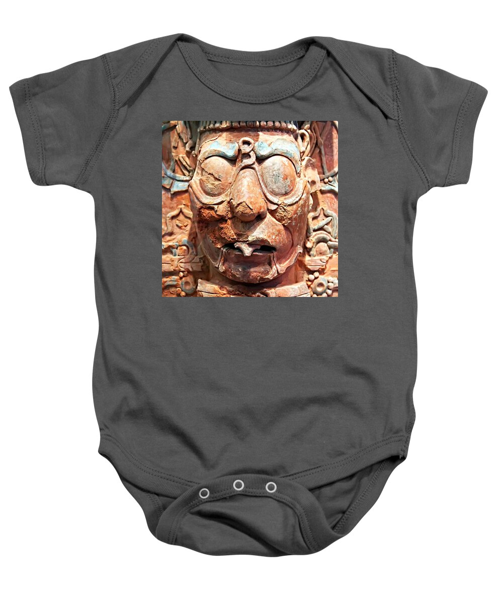 Maya Baby Onesie featuring the photograph Pre-Columbian eye glasses, Palenque, Mexico by Tatiana Travelways
