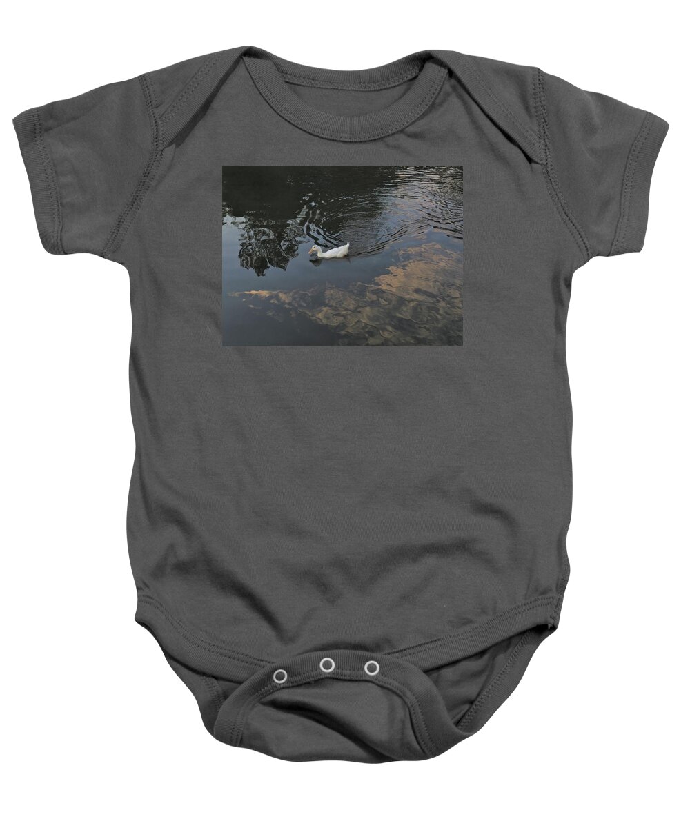 Water Baby Onesie featuring the photograph Psychedelic Duck Swim by Ed Williams