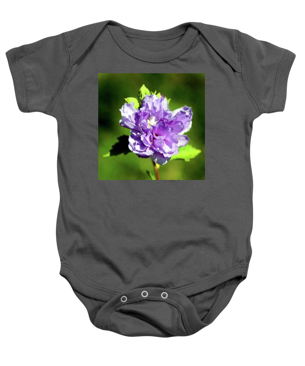 Flower Baby Onesie featuring the photograph Purple on Green by John Lautermilch