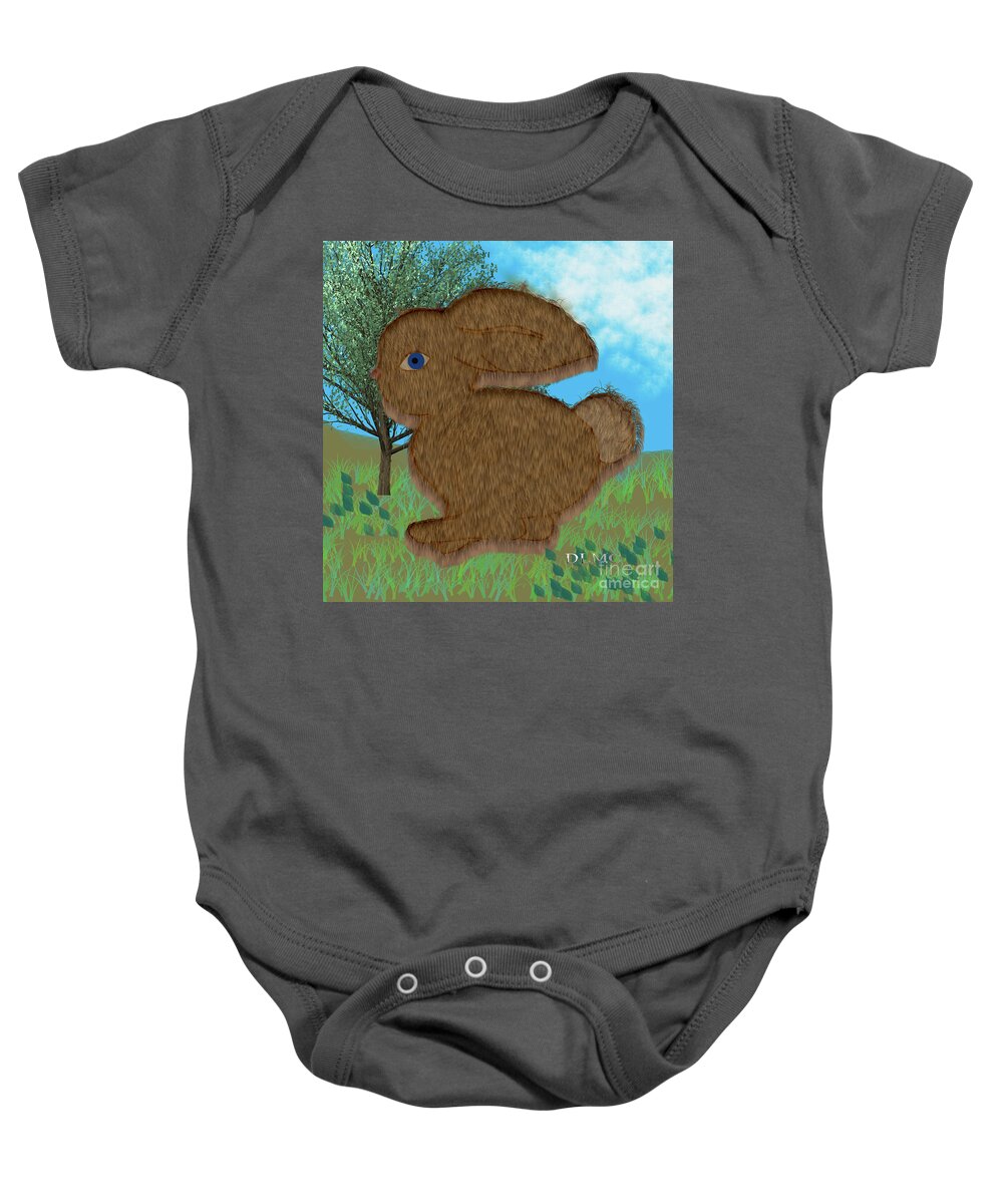 Rabbit Baby Onesie featuring the painting Rabbit by Donna L Munro