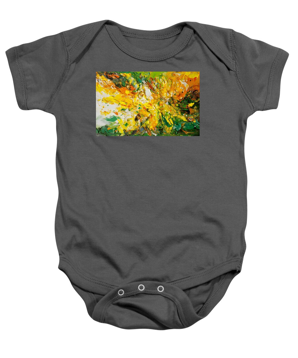 Yellow Baby Onesie featuring the digital art Radiant Burst by Caito Junqueira