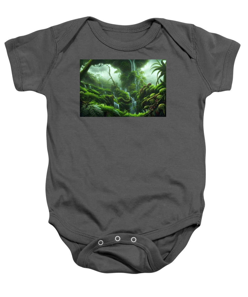 Digital Baby Onesie featuring the digital art Rain Forest I by Beverly Read
