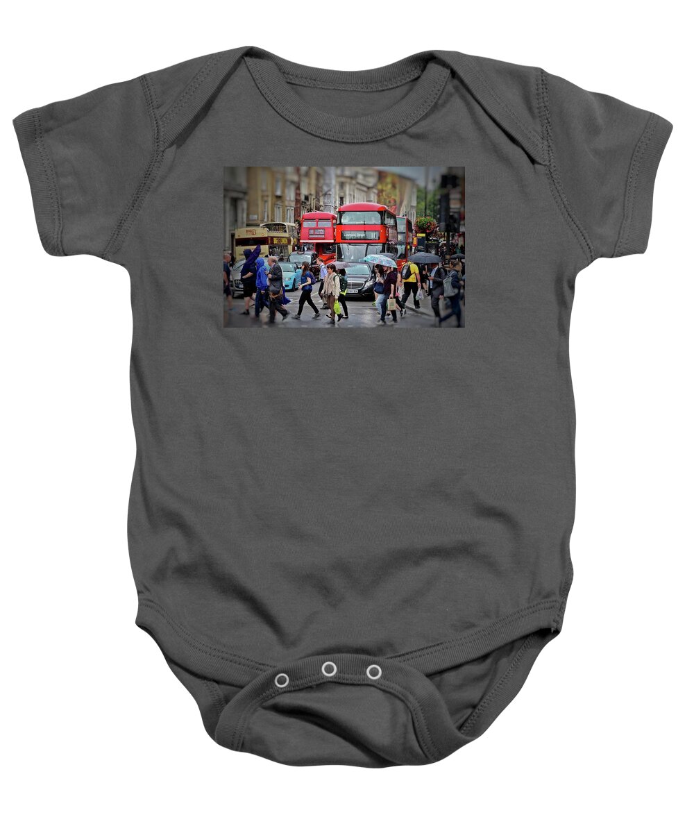 Umbrellas Baby Onesie featuring the photograph Rainy Day London by Jim Albritton