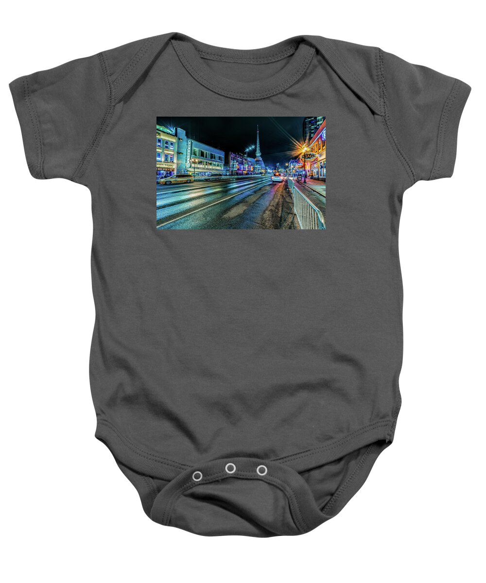 Nashville Baby Onesie featuring the photograph Rainy Night In Nashville Tennessee by Dave Morgan