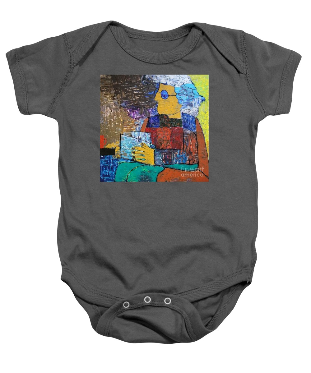  Baby Onesie featuring the painting Reading the Menu by Mark SanSouci