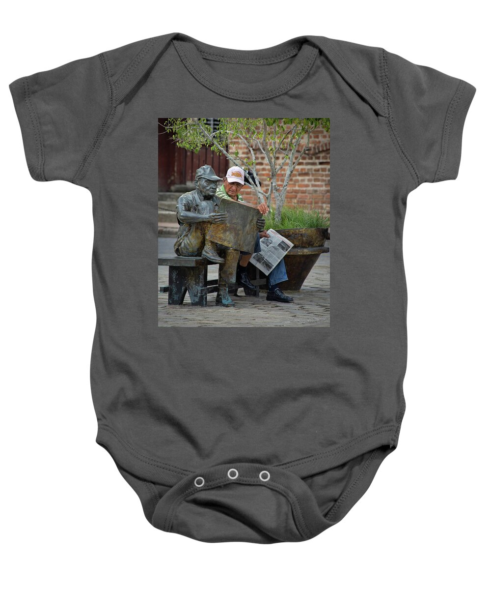 Cuba Baby Onesie featuring the photograph Reading with my Twin by M Kathleen Warren
