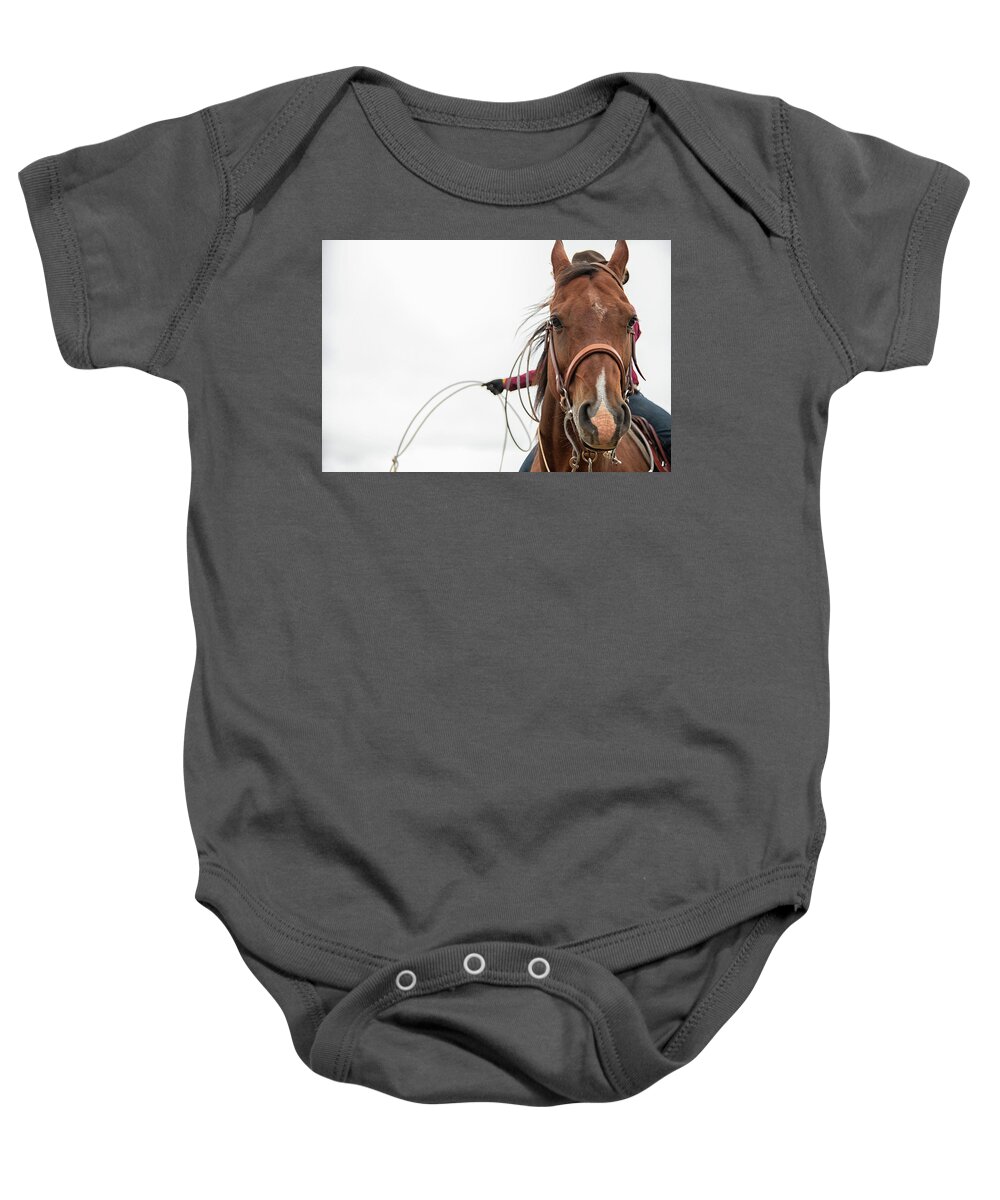 Roping Baby Onesie featuring the photograph Ready For Work by Ryan Courson