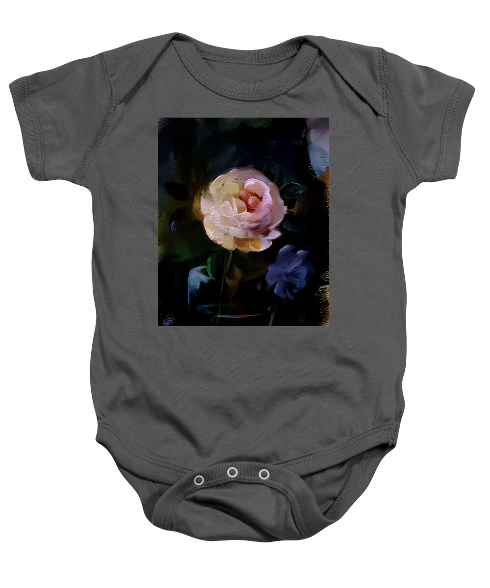 Rose Baby Onesie featuring the painting Realism Rose by Lisa Kaiser