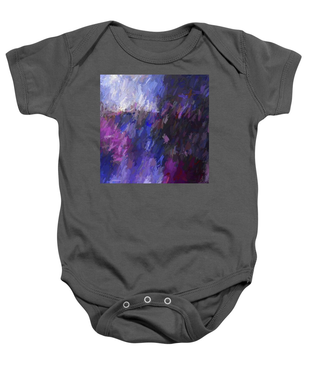 Abstract Baby Onesie featuring the mixed media Red and Blue Make Violet by DK Digital
