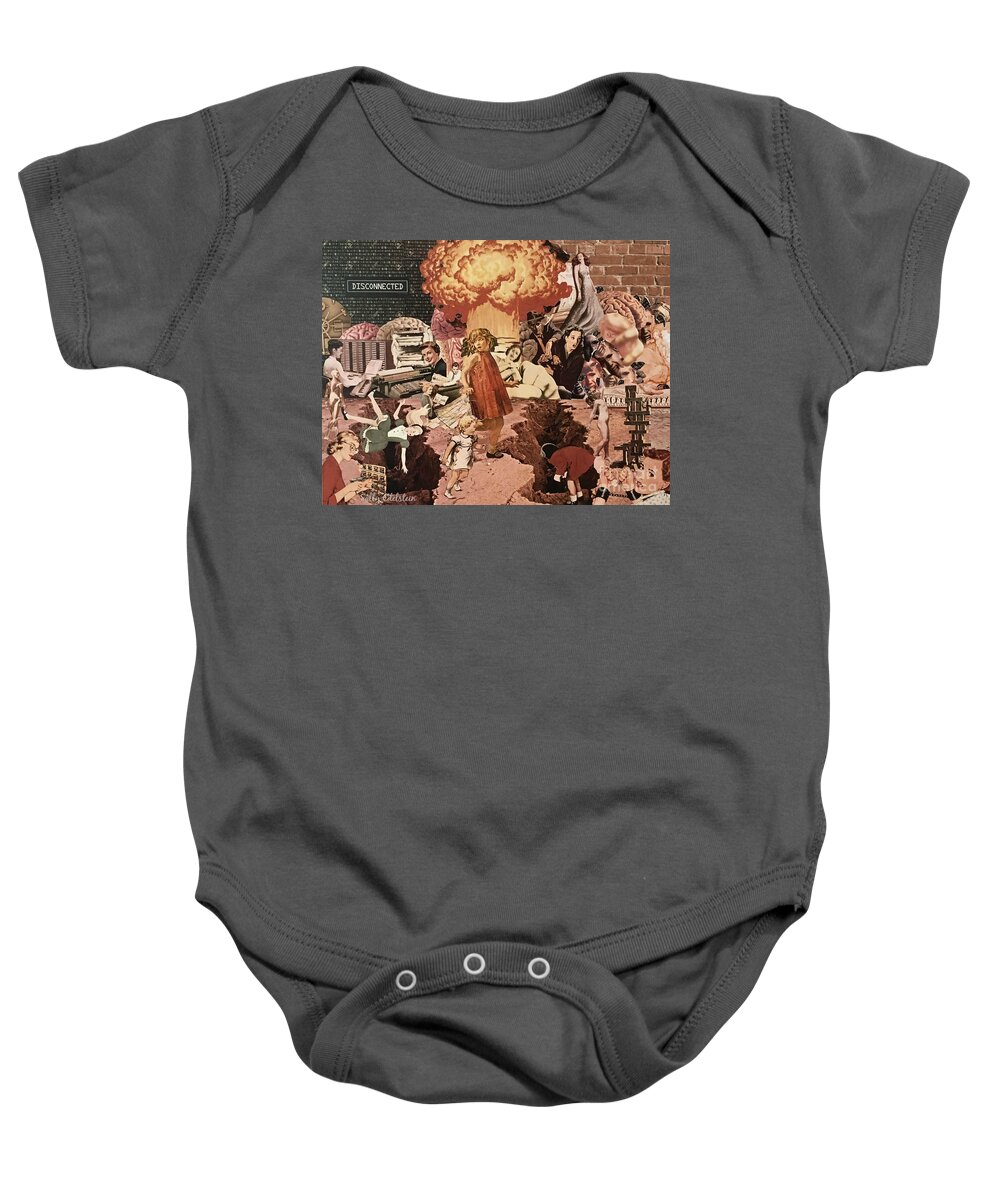 Collage Baby Onesie featuring the mixed media Remembering What Was Forgotten- Traumatic Memory-Picking Up the Pieces of PTSD by Sally Edelstein