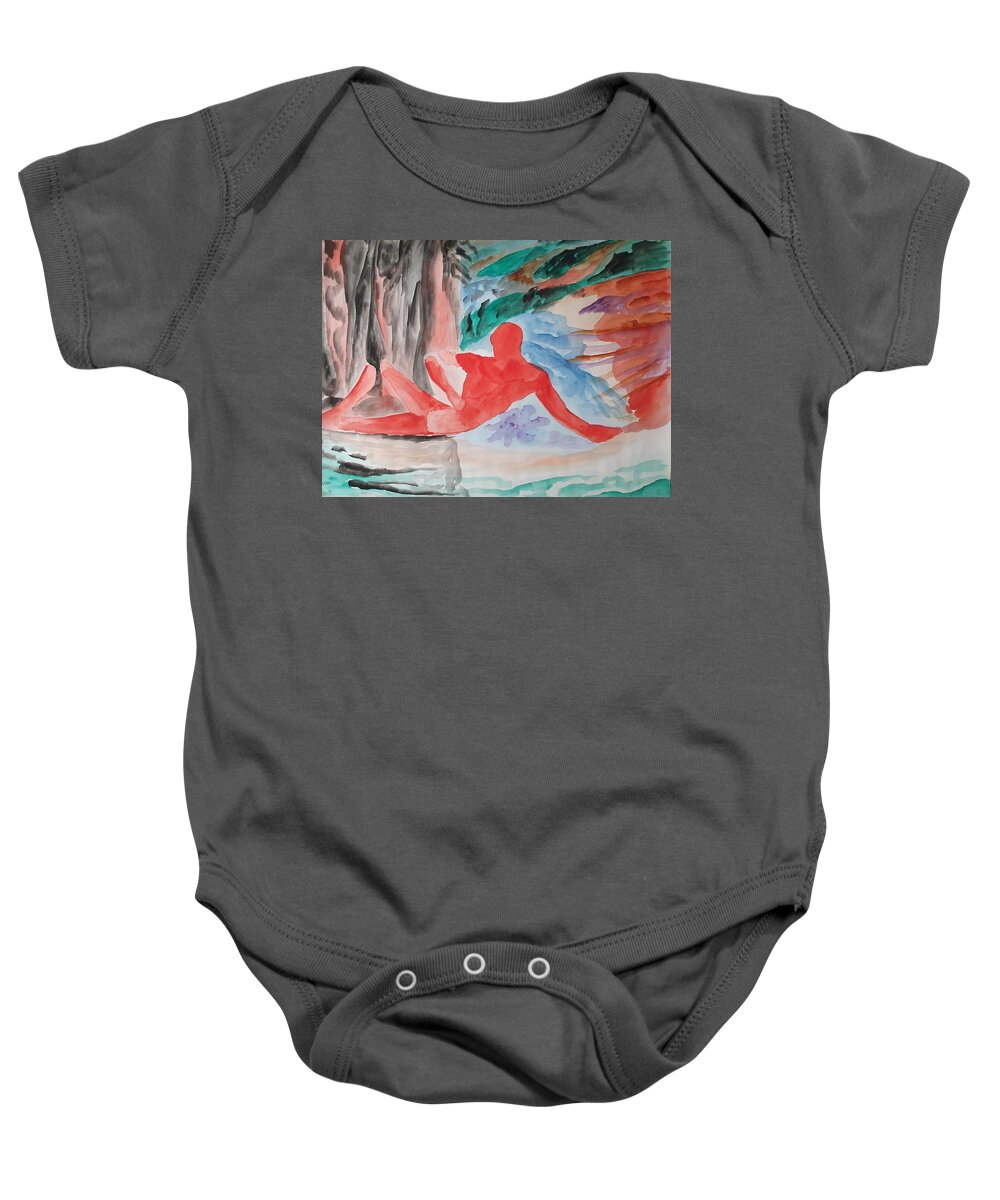 Masterpiece Paintings Baby Onesie featuring the painting Resting Warrior by Enrico Garff