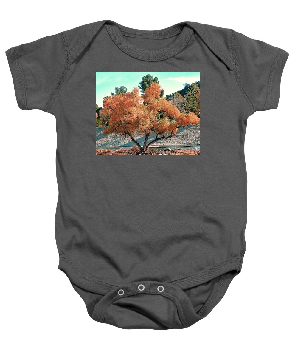 Tree Baby Onesie featuring the photograph River Island Tree by Andrew Lawrence