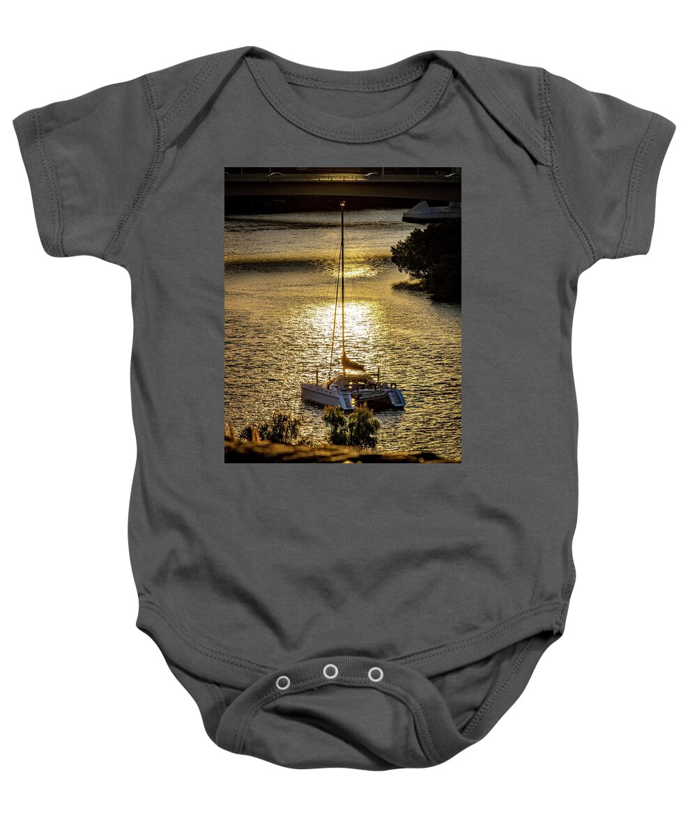 River Baby Onesie featuring the photograph River Sunset by Rick Nelson