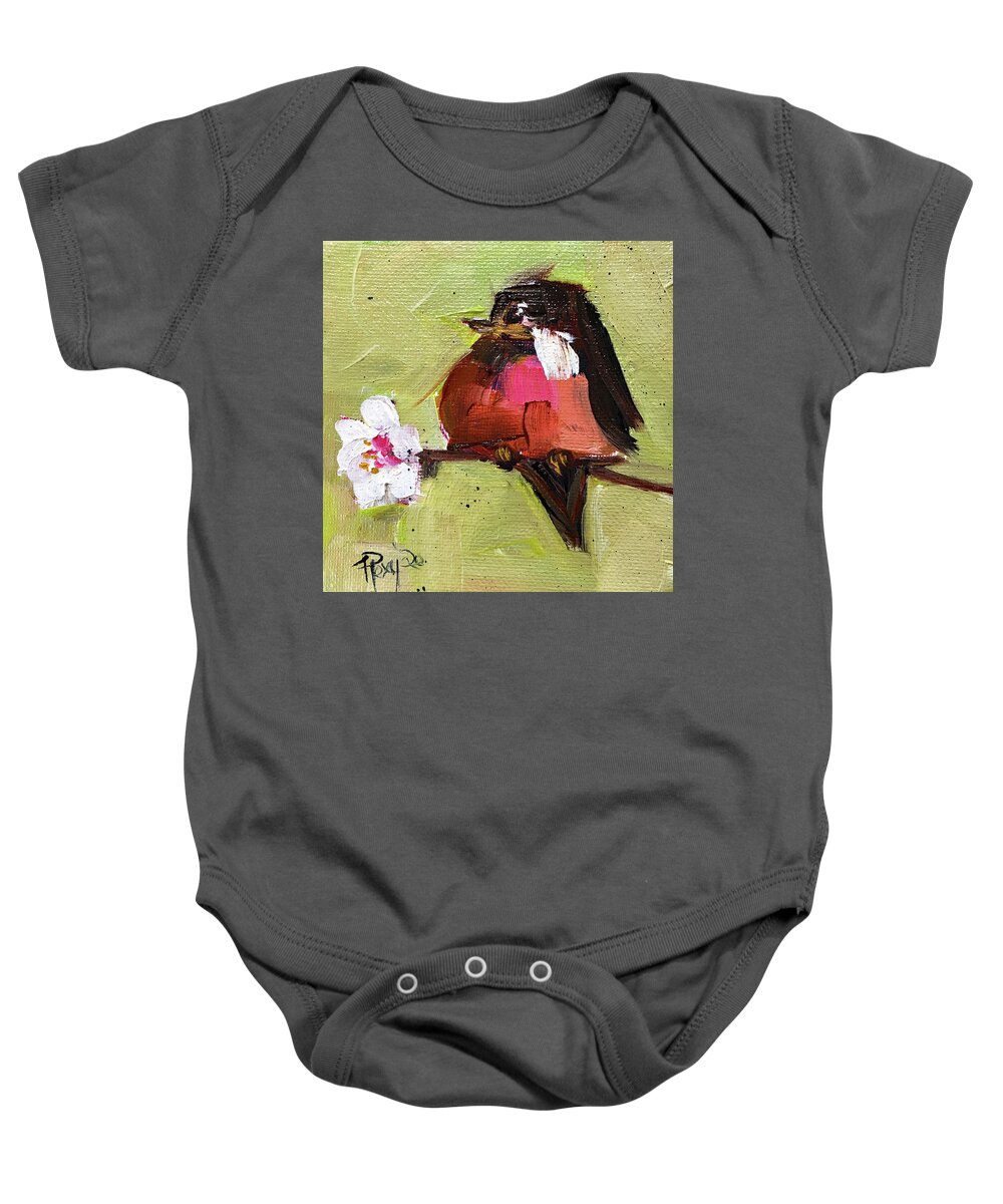  Original Baby Onesie featuring the painting Robin 1 by Roxy Rich