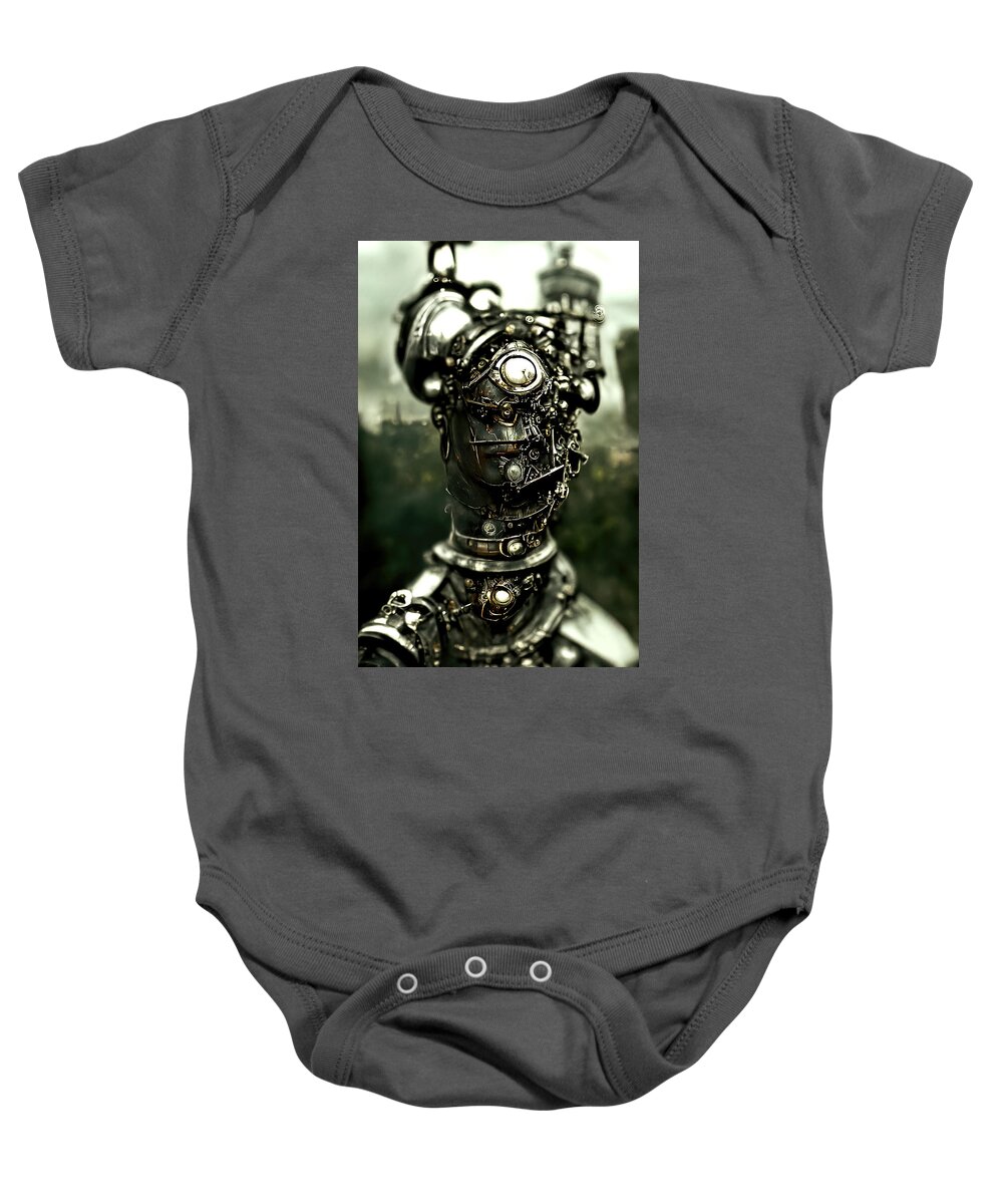 Scifi Baby Onesie featuring the painting Robo-Sapiens, 05 by AM FineArtPrints