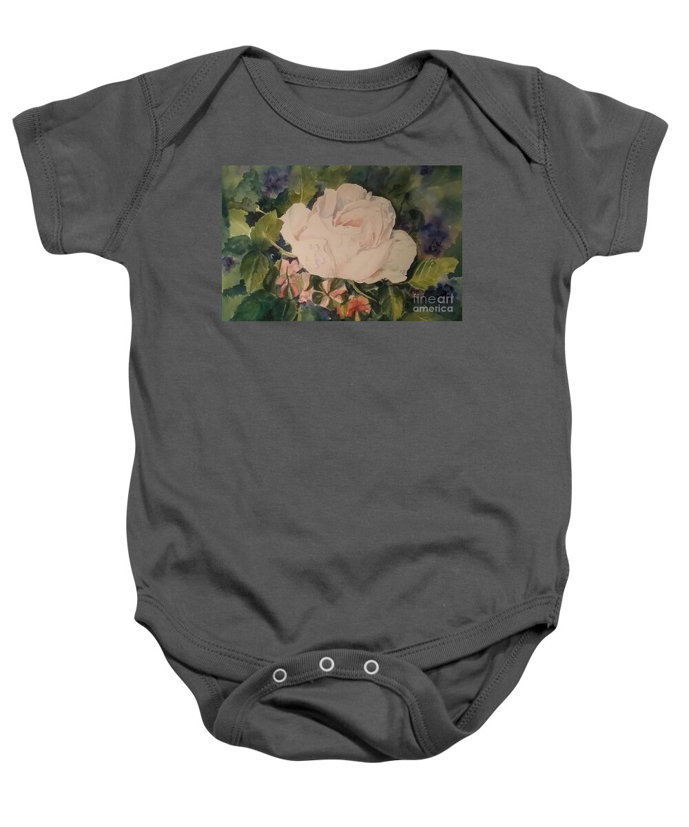 Rose Baby Onesie featuring the painting Rose buds by Sonia Mocnik