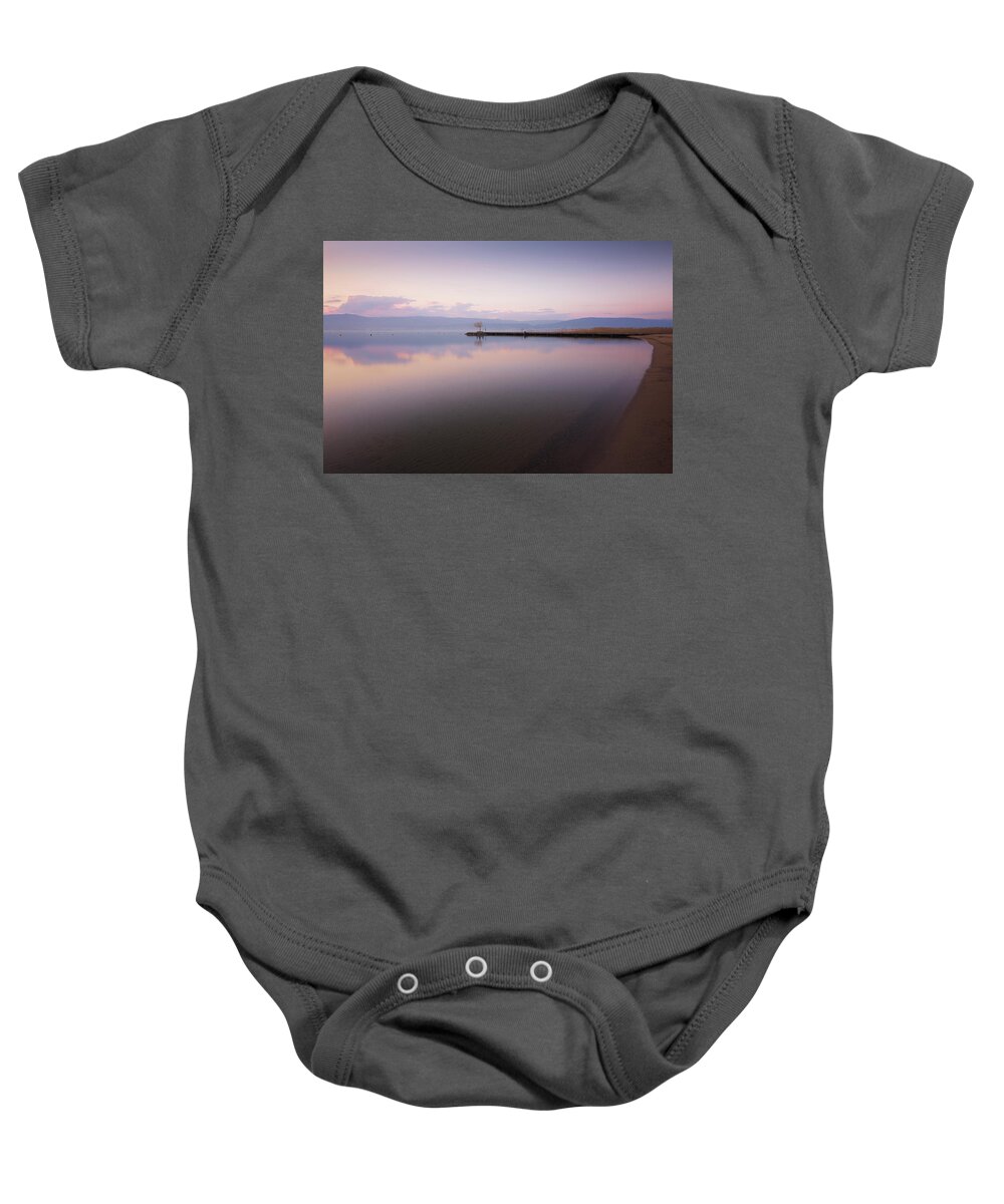 Jetty Baby Onesie featuring the photograph Round the bend by Dominique Dubied