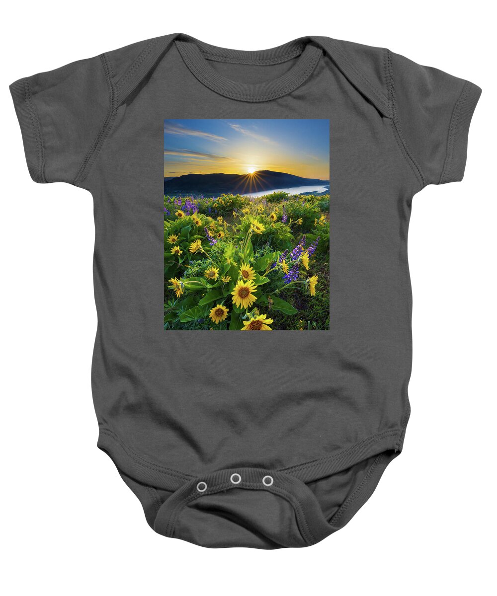 Oregon Baby Onesie featuring the photograph Rowena Sunrise by Patrick Campbell