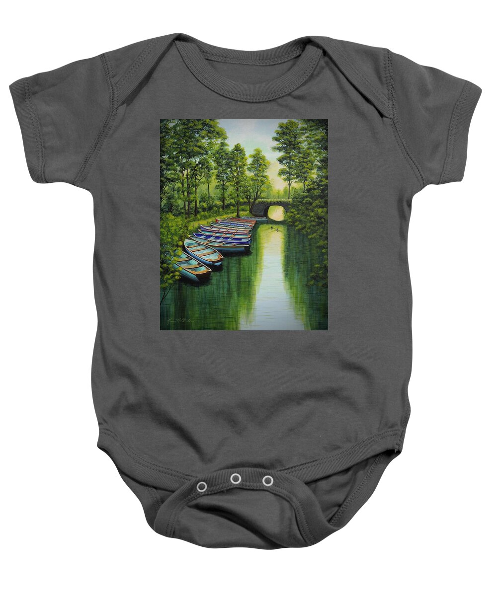 Kim Mcclinton Baby Onesie featuring the painting Safe Harbour by Kim McClinton
