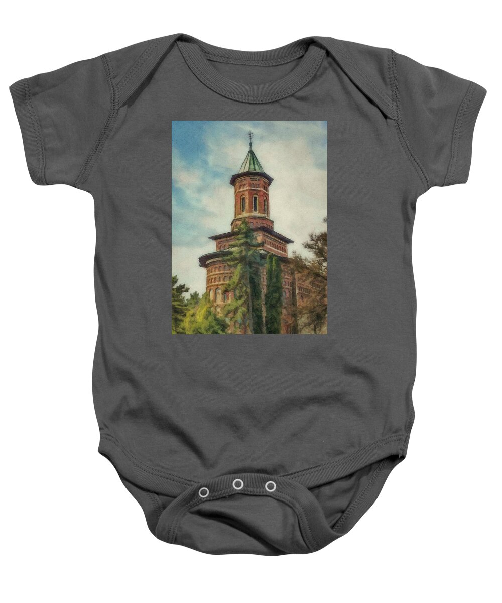 Iasi Baby Onesie featuring the painting Saint Nicholas Princely Church by Jeffrey Kolker