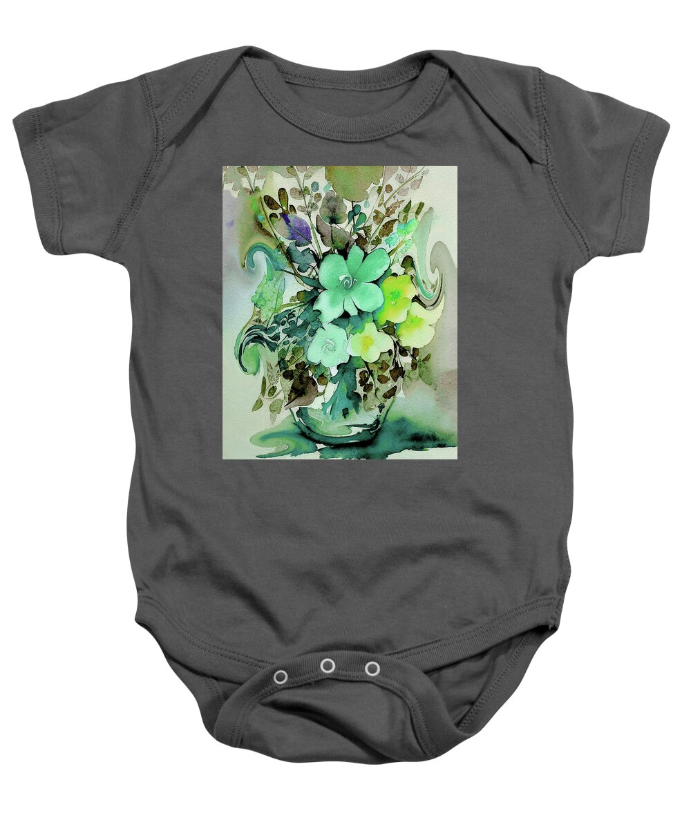 Green Baby Onesie featuring the painting Saint Patricks Day Bouquet by Lisa Kaiser