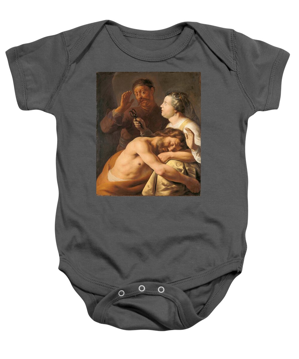 Jan Lievens Baby Onesie featuring the painting Samson and Delilah by Jan Lievens