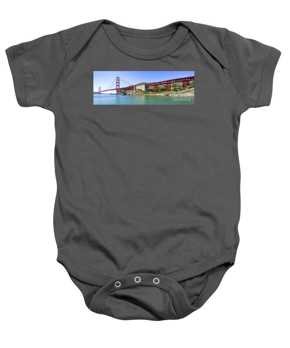 Wingsdomain Baby Onesie featuring the photograph San Francisco Golden Gate Bridge Viewed From Marin County Side DSC7081 Panorama by Wingsdomain Art and Photography
