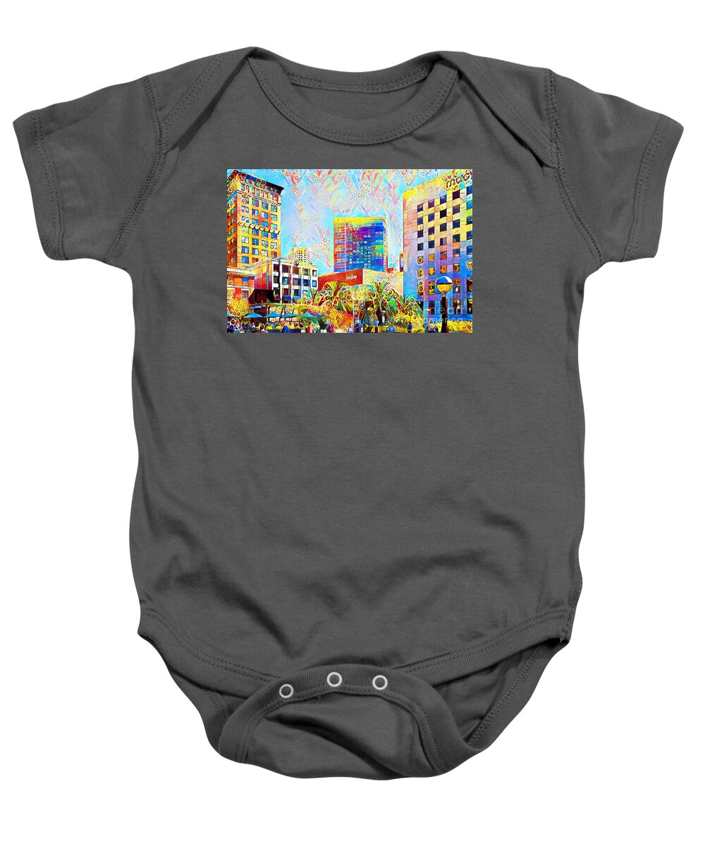 Wingsdomain Baby Onesie featuring the photograph San Francisco Union Square in Contemporary Vibrant Happy Color Motif 20200427 by Wingsdomain Art and Photography