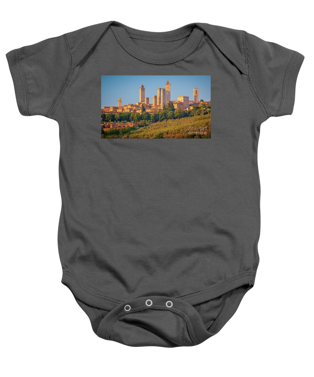 Europe Baby Onesie featuring the photograph San Gimignano Skyline by Inge Johnsson
