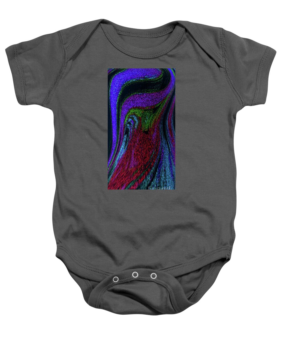 Abstract Colorful Baby Onesie featuring the digital art Sandy Bird by Glenn Hernandez