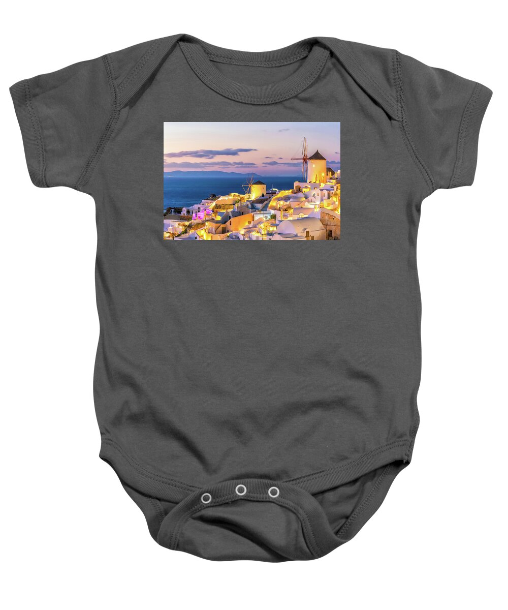 Santorini Baby Onesie featuring the photograph Santorini 16 by Aloke Design