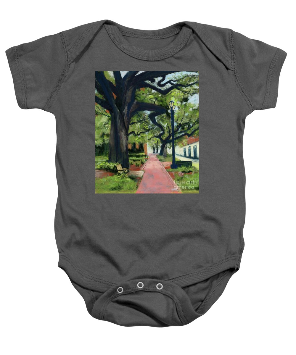 Pastel Baby Onesie featuring the painting Savannah Square by Angela Armano